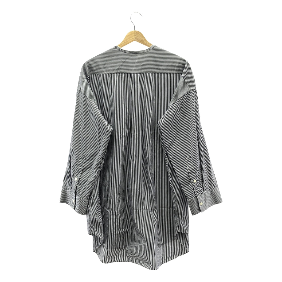 Deuxieme Classe | Oversized No-collar Cut-off Neck Striped Shirt | F | Women's