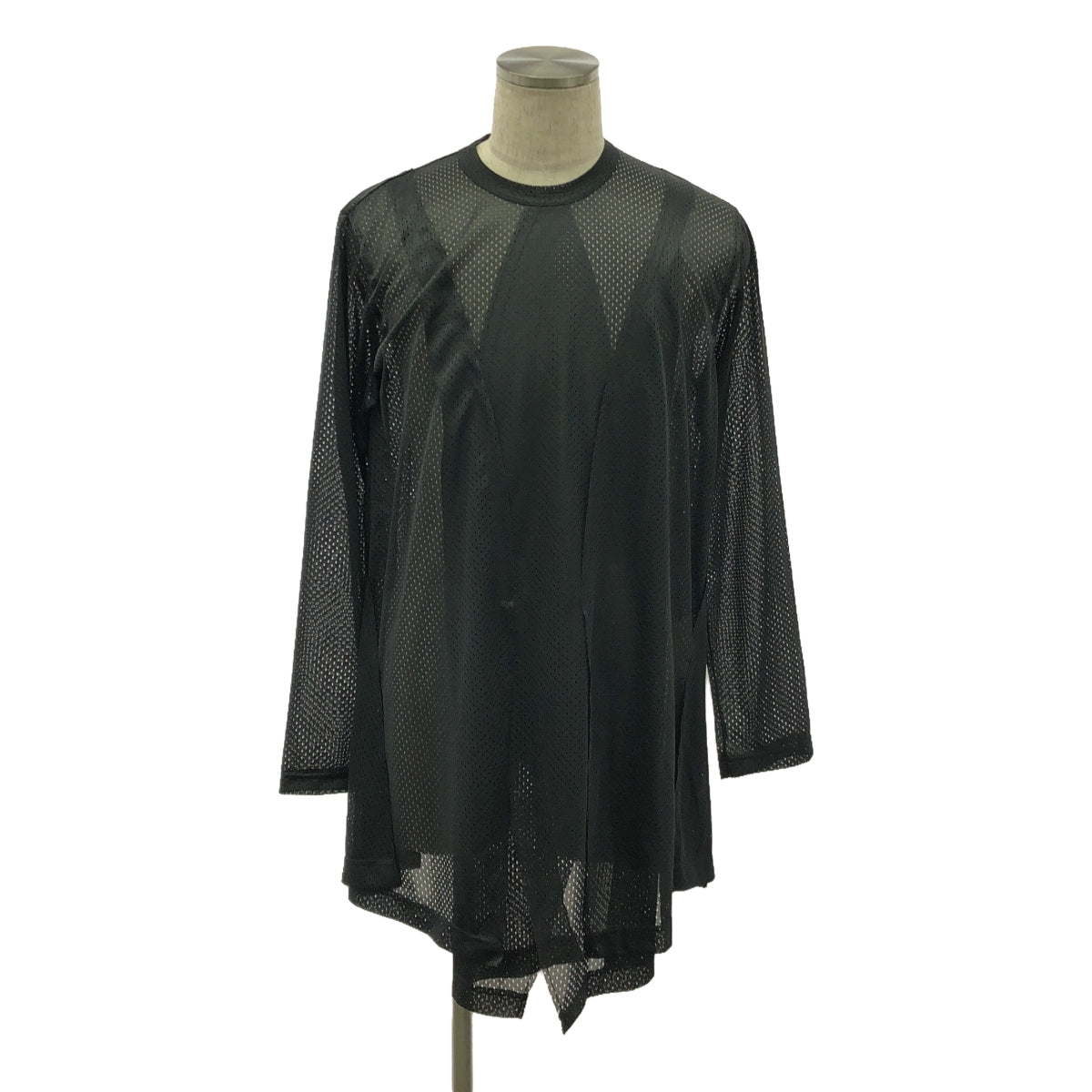 【美品】 COMME des GARCONS HOMME PLUS / コムデギャルソンオムプリュス | 2024SS | メッシュ ロング カットソー | M | ブラック | メンズ