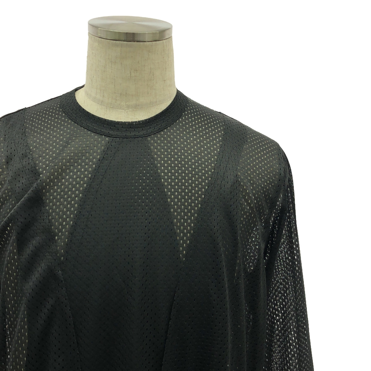 【美品】 COMME des GARCONS HOMME PLUS / コムデギャルソンオムプリュス | 2024SS | メッシュ ロング カットソー | M | ブラック | メンズ