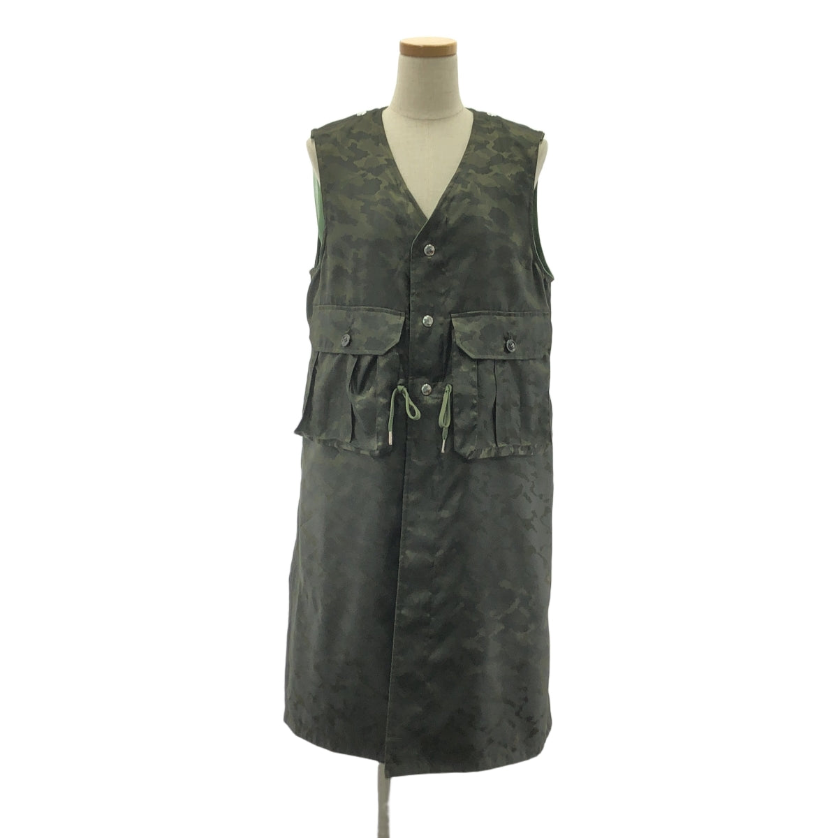 noir kei ninomiya / ノワールケイニノミヤ | 2024AW | リバーシブル ジャガード 総柄 チュール切替 ドローストリング ミリタリー モッズベスト | S | レディース