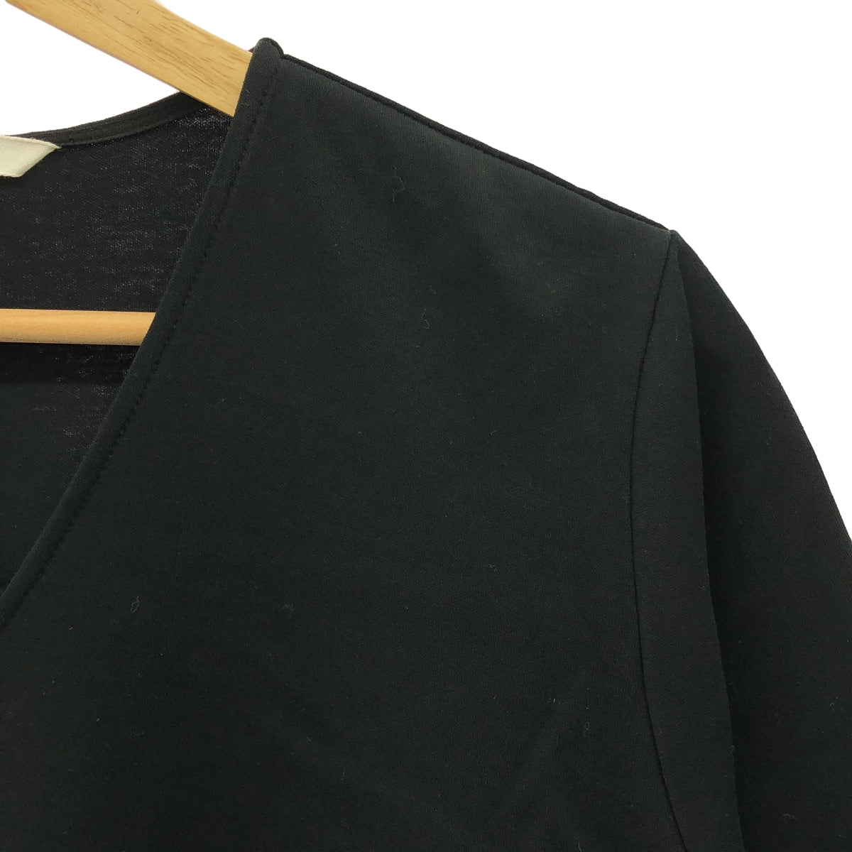 【美品】 PLAIN PEOPLE / プレインピープル | コットン Vネック フレア チュニック Tシャツ | 9 | ブラック | レディース