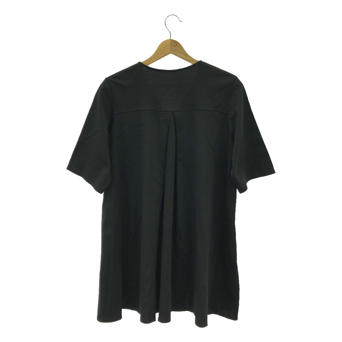 【美品】 PLAIN PEOPLE / プレインピープル | コットン Vネック フレア チュニック Tシャツ | 9 | ブラック | レディース