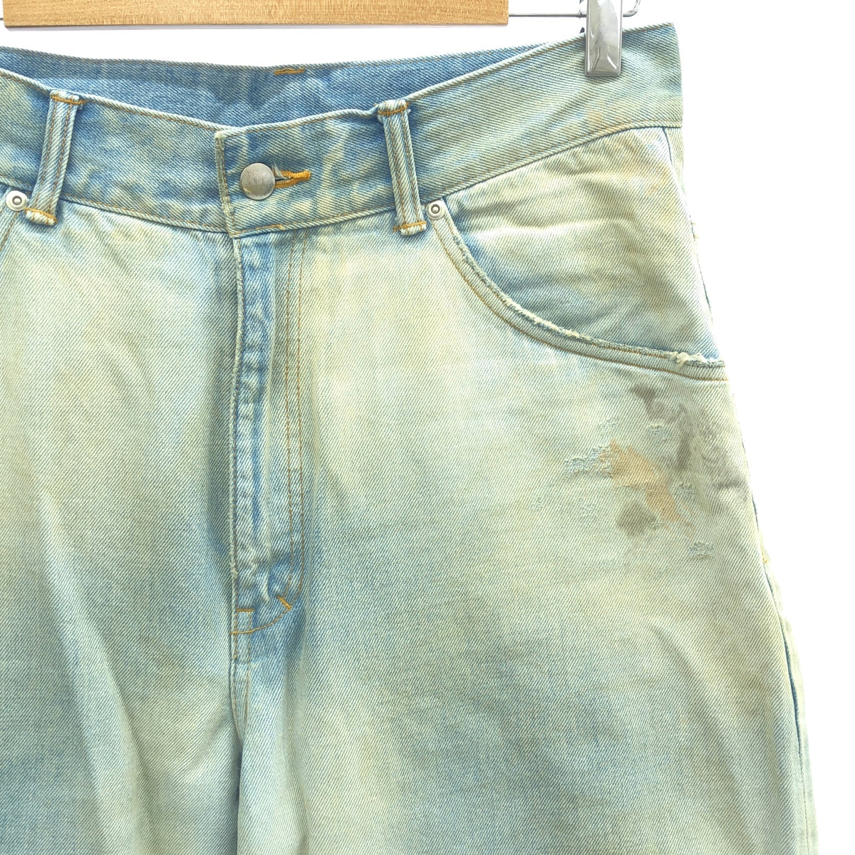 ANCELLM / 안셀름 | AGING SELVEDGE TAPERED 5P DENIM PANTS 에이징 가공 세르빗치 테이파드 5P 데님 팬츠 | 1 | 라이트 인디고 | 남성