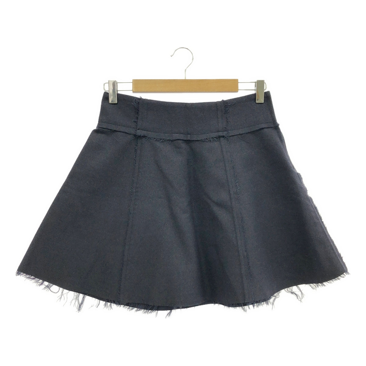 【美品】 Edward Cuming / エドワード カミング | ウール インサイドアウト カットオフ スカート | 2 | ネイビー | レディース