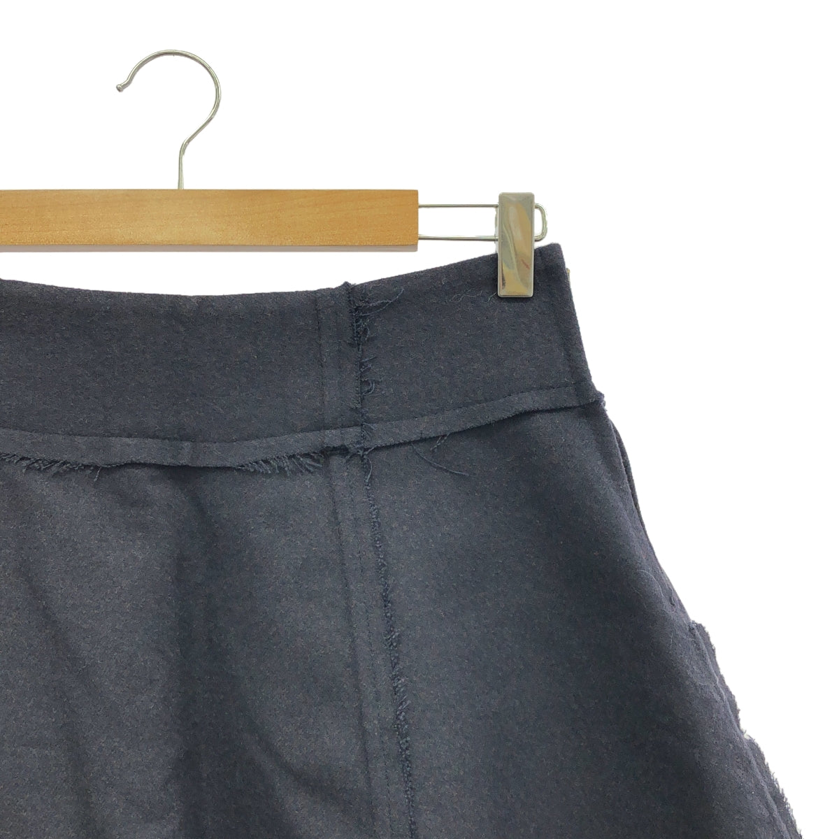 【美品】 Edward Cuming / エドワード カミング | ウール インサイドアウト カットオフ スカート | 2 | ネイビー | レディース