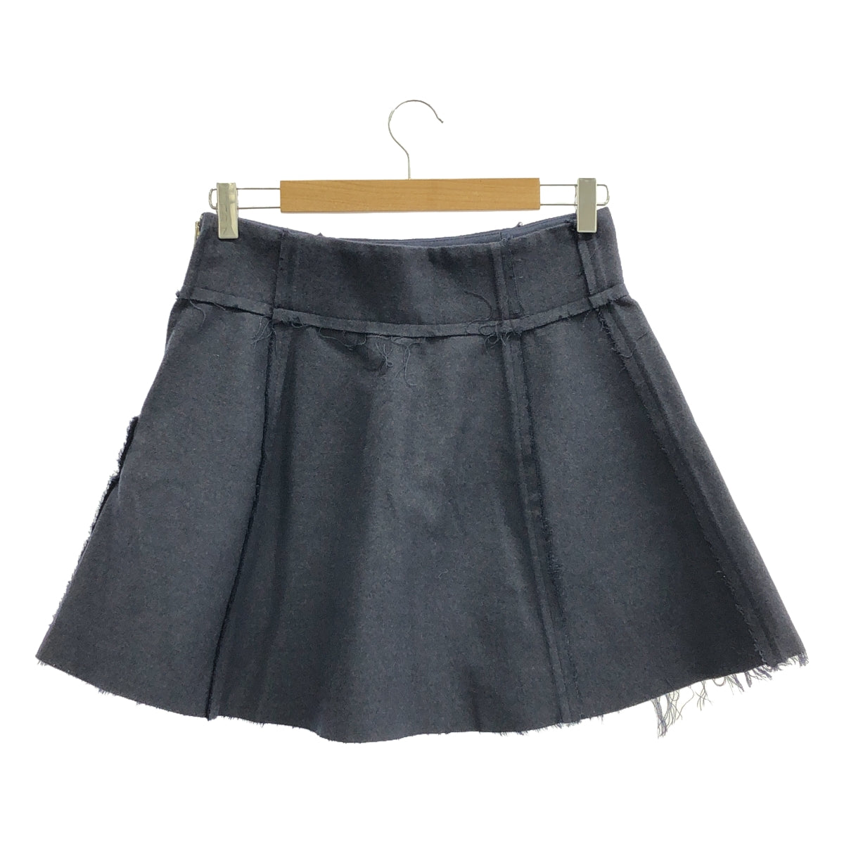 【美品】 Edward Cuming / エドワード カミング | ウール インサイドアウト カットオフ スカート | 2 | ネイビー | レディース