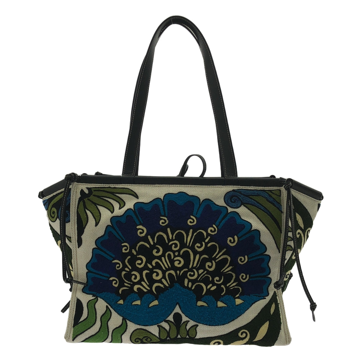 【미품】 LOEWE / 로에베 | 윌리엄 데 모건 플라워 자수 쿠션 토트 백 대형 | 멀티 컬러 | 여성