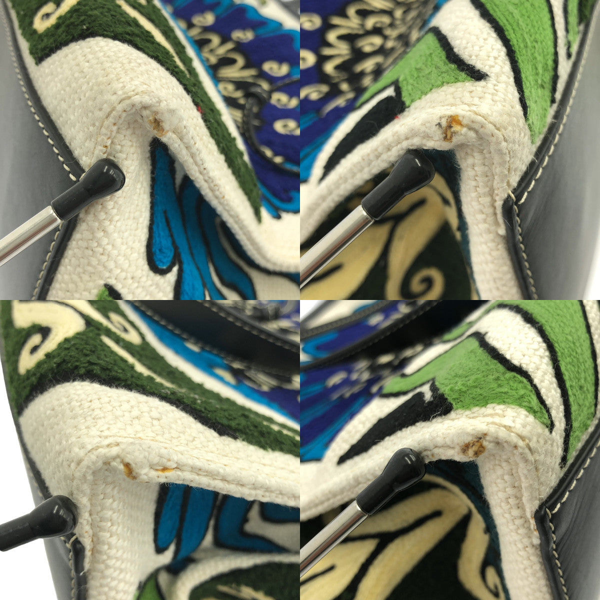 【미품】 LOEWE / 로에베 | 윌리엄 데 모건 플라워 자수 쿠션 토트 백 대형 | 멀티 컬러 | 여성