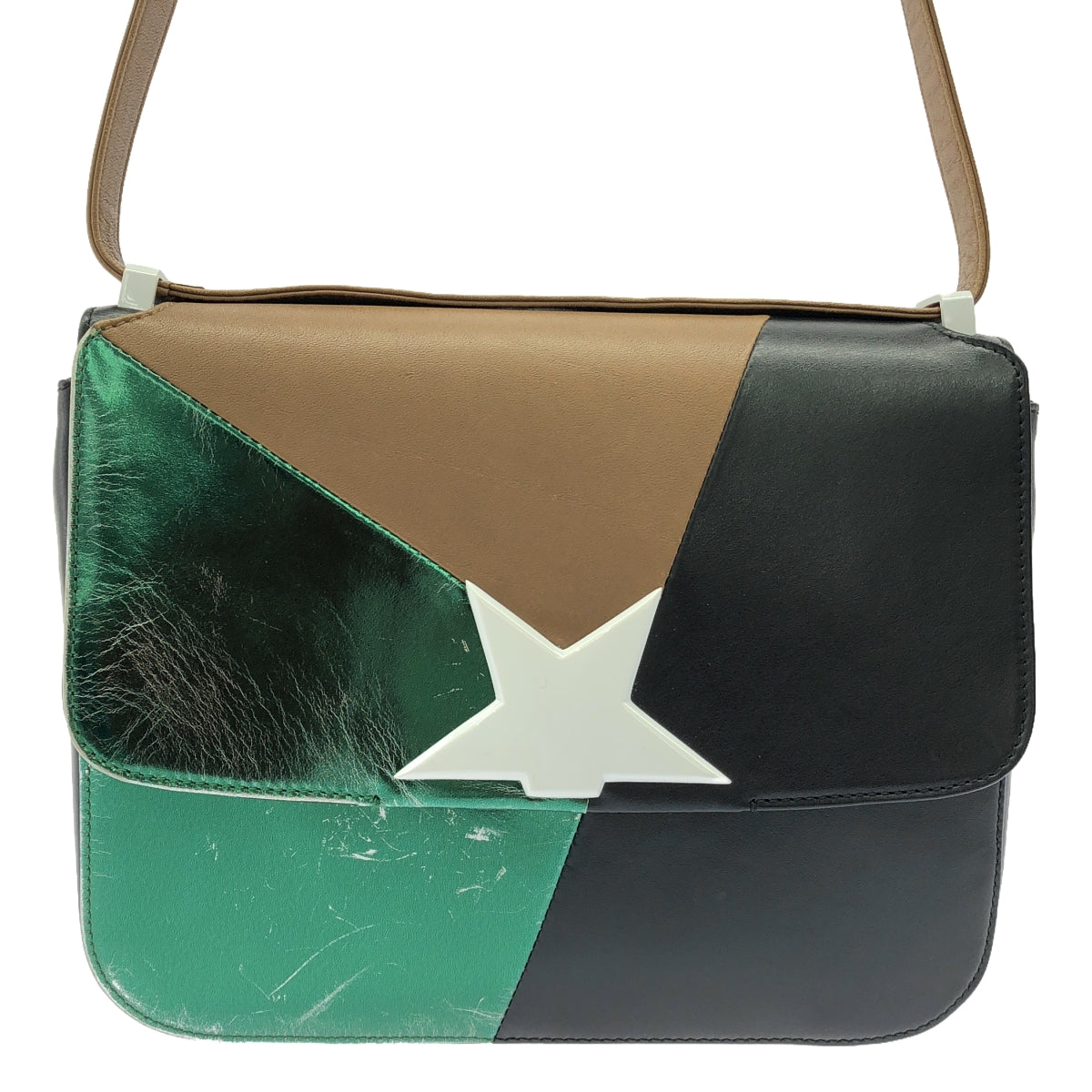 GOLDEN GOOSE / ゴールデングース | VEDETTE BAG 2way スターモチーフ ショルダーバッグ | グリーン | レディース