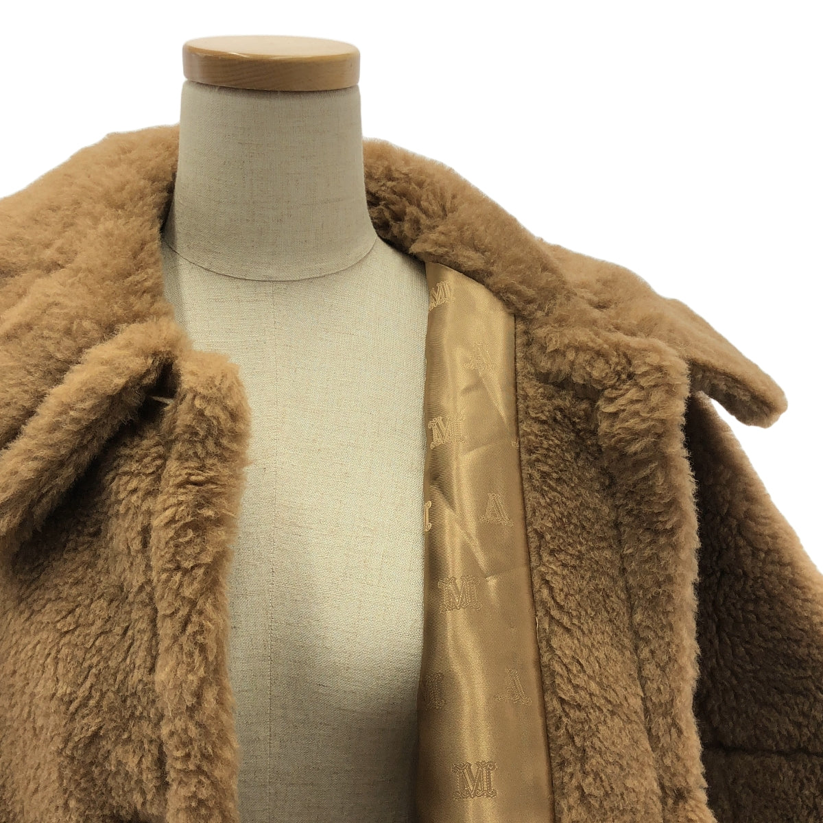 Max Mara / マックスマーラ | NEWTERZO TEDDY / テディベア アイコン ボア ケープ コート / 総ロゴ裏地 | ML | レディース