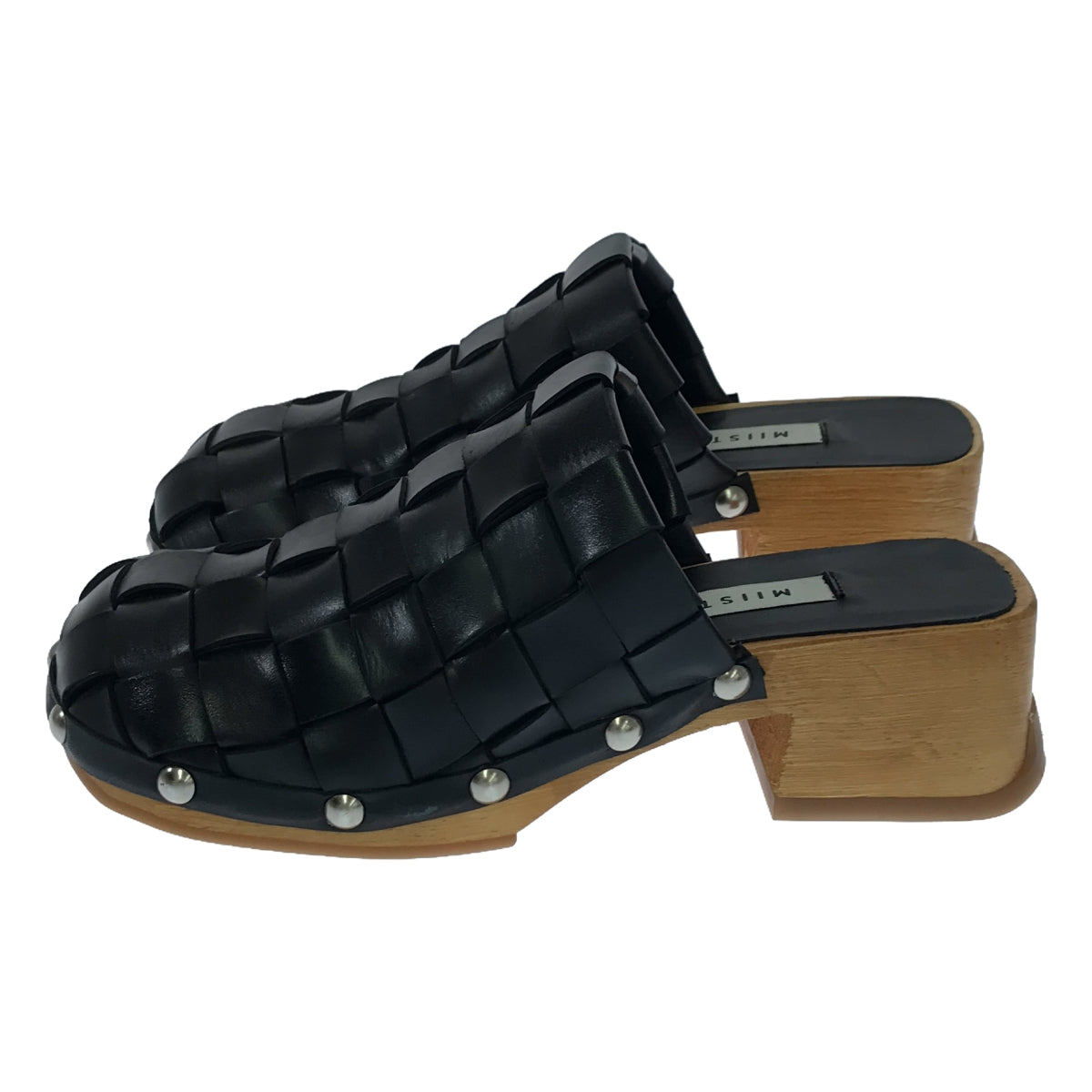 MIISTA | ARLENE CLOG Leather Braided Wood Sole Clog Sandals | 37 | Women's