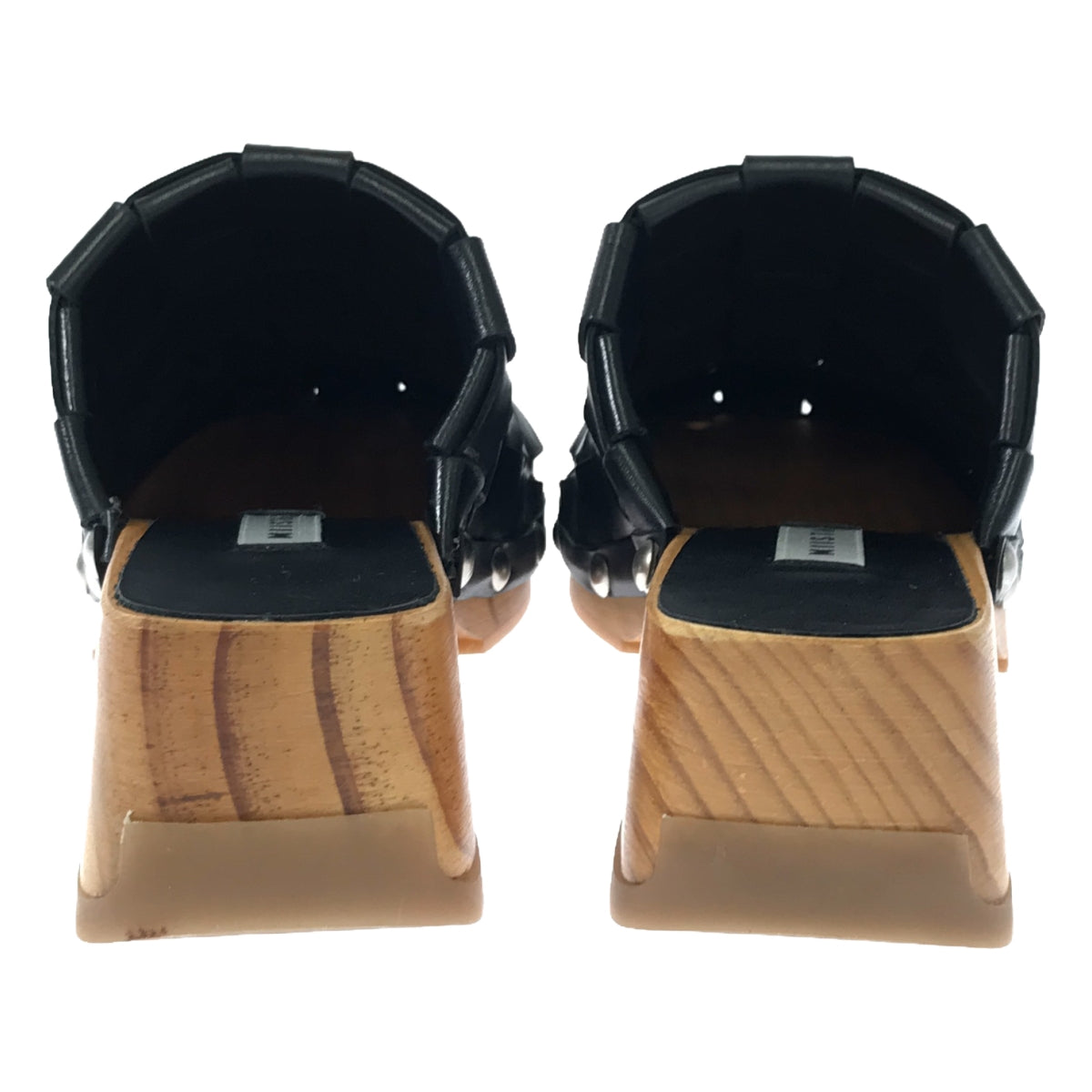 MIISTA | ARLENE CLOG Leather Braided Wood Sole Clog Sandals | 37 | Women's