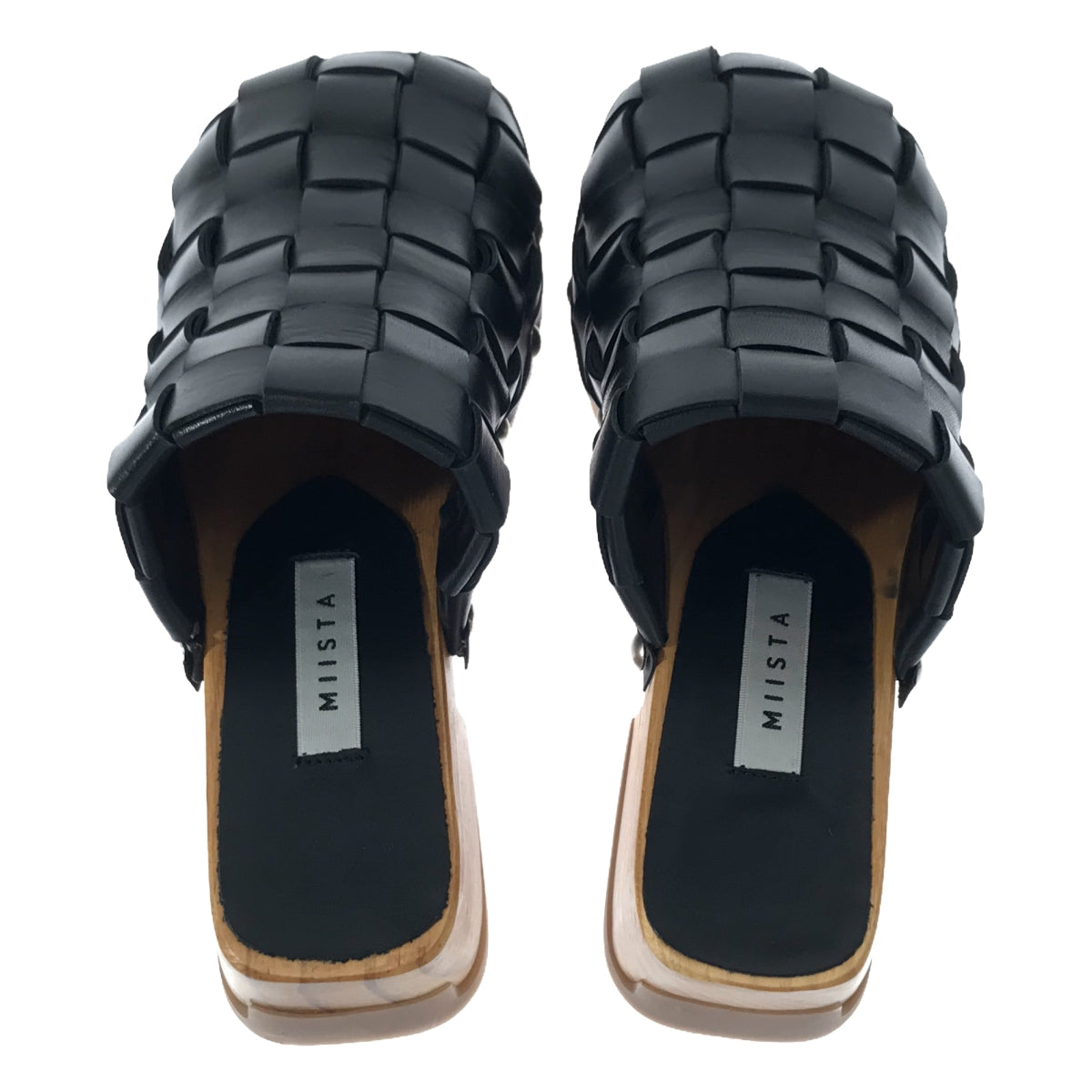 MIISTA | ARLENE CLOG Leather Braided Wood Sole Clog Sandals | 37 | Women's