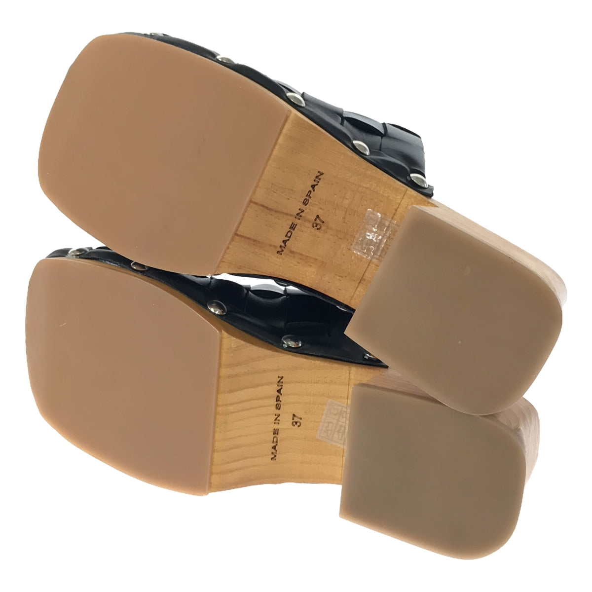 MIISTA | ARLENE CLOG Leather Braided Wood Sole Clog Sandals | 37 | Women's