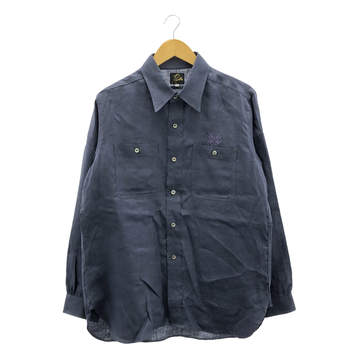 【美品】 Needles / ニードルス | WORK SHIRT - LINEN CANVAS ワークシャツ | S | ネイビー | メンズ