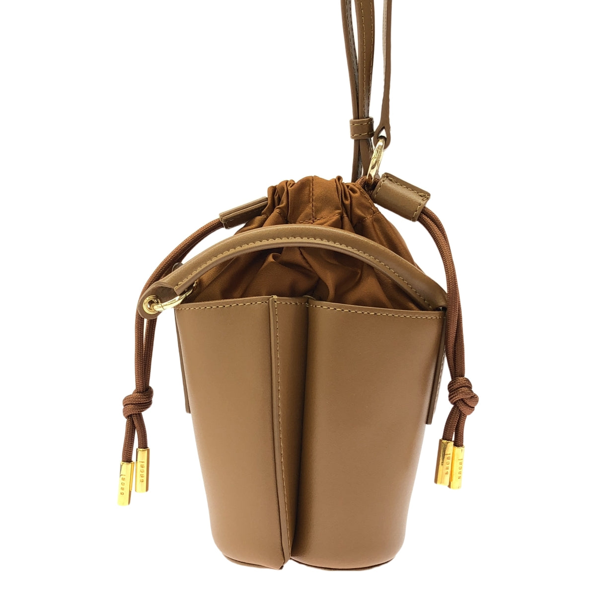 sacai / サカイ | s Leather Basket Micro / 2way ショルダー付き レザー 巾着 ハンドバッグ ポーチ | OS | レディース