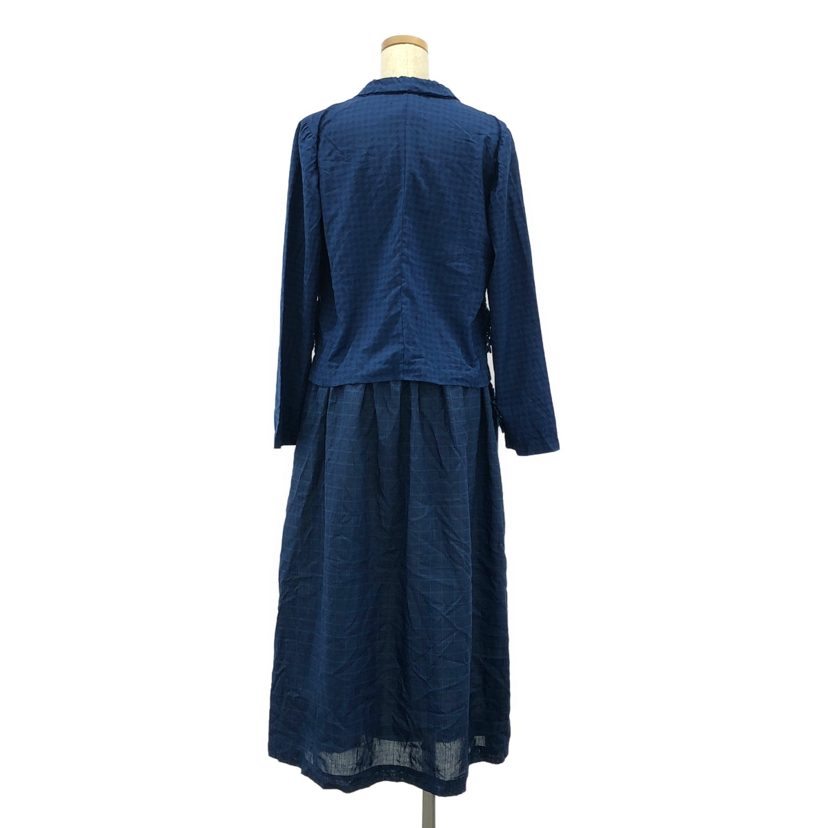 robe de chambre COMME des GARCONS / ローブドシャンブルコムデギャルソン | 90s~ / AD1999 | セットアップ ポリエステル 製品染め 総柄 フリンジポケット ジャケット / ウエストゴム スカート | ブルー | レディース