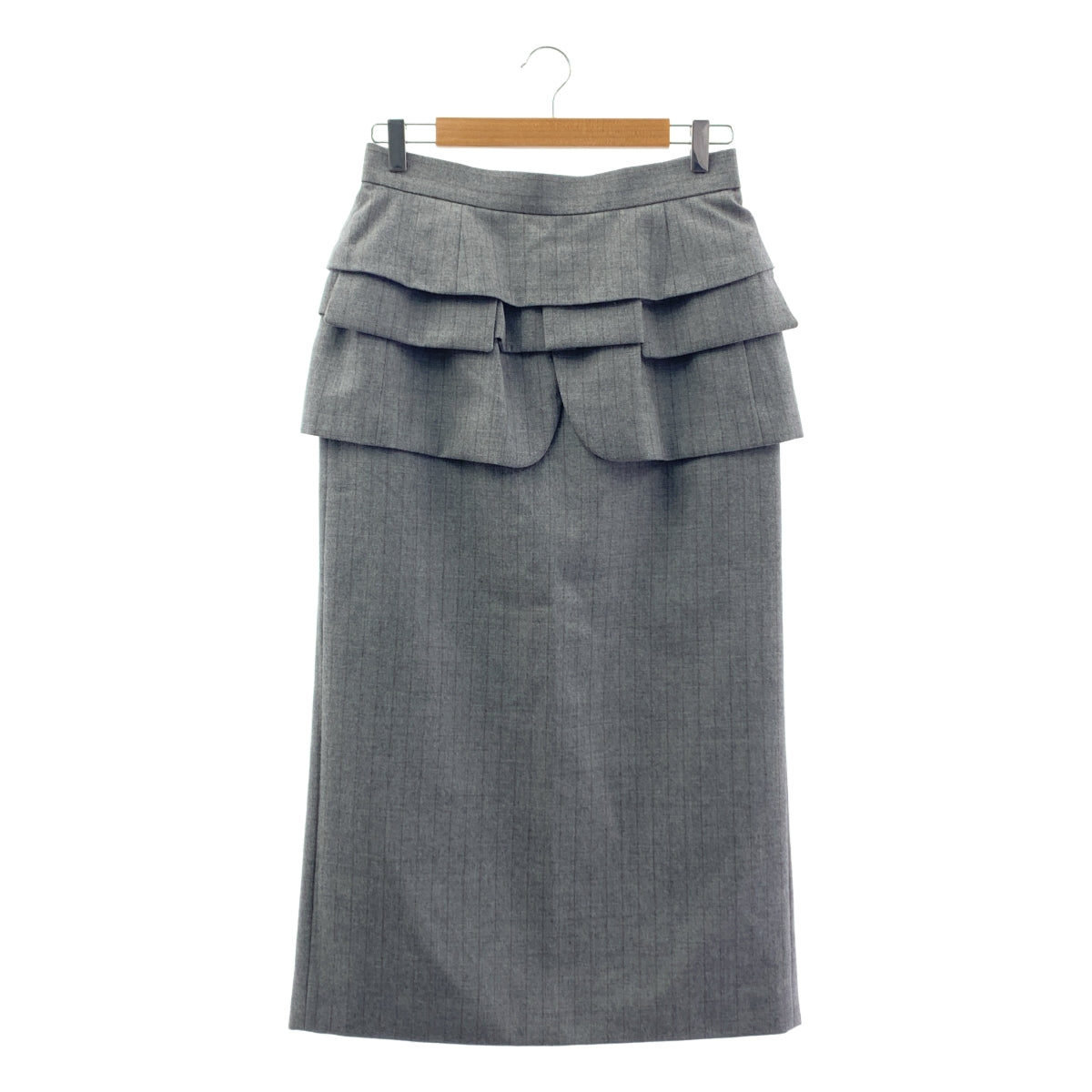 【미품】 sacai / 사카이 | 2023AW | Chalk Stripe Skirt 초크 스트라이프 울 스커트 | 3 | 회색 | 여성