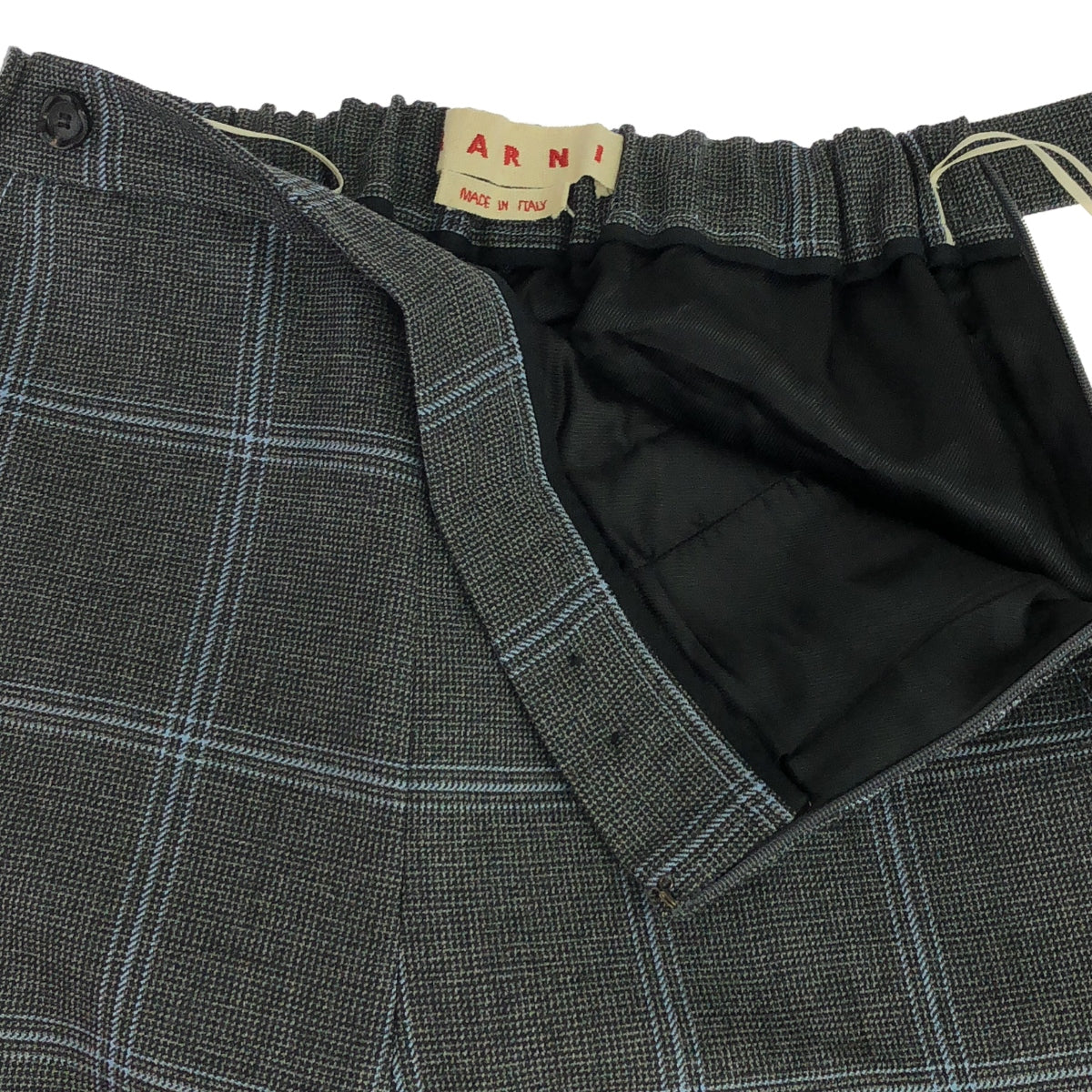 MARNI / 마르니 | 2020AW | 울 체크 부츠 컷 팬츠 | 40 | 그레이 / 라이트 블루 | 여성