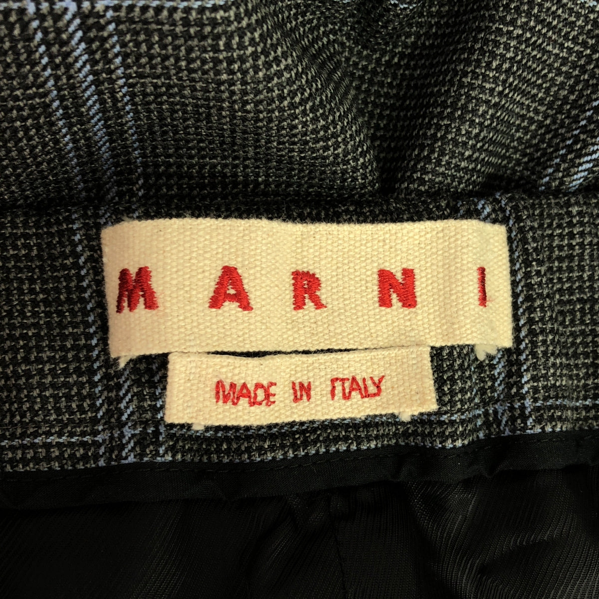 MARNI / 마르니 | 2020AW | 울 체크 부츠 컷 팬츠 | 40 | 그레이 / 라이트 블루 | 여성