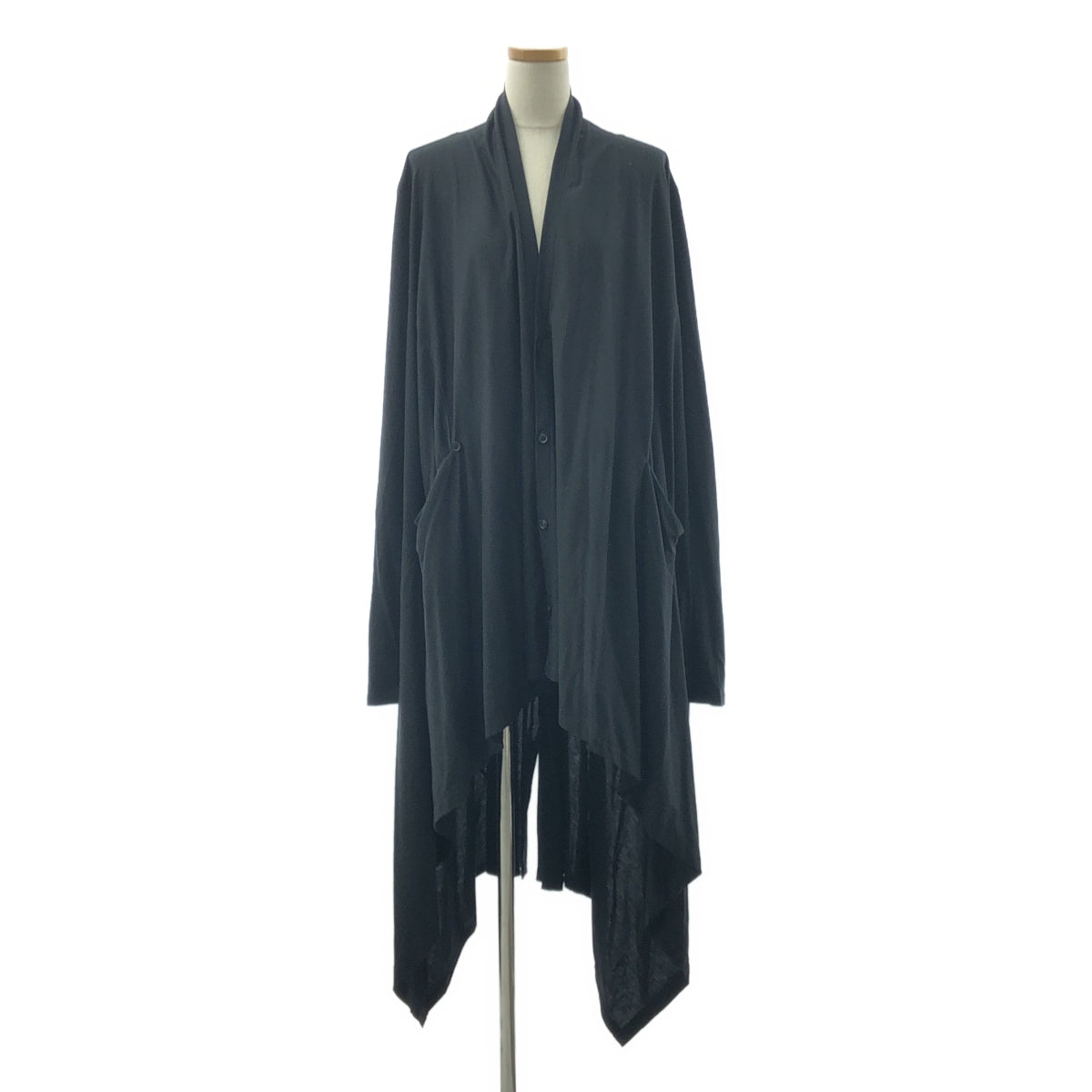 【美品】 LIMI feu / リミフゥ | Ly/C Plain Stitch Drape long cardigan ドレープ カーディガン | 2 | ブラック | レディース