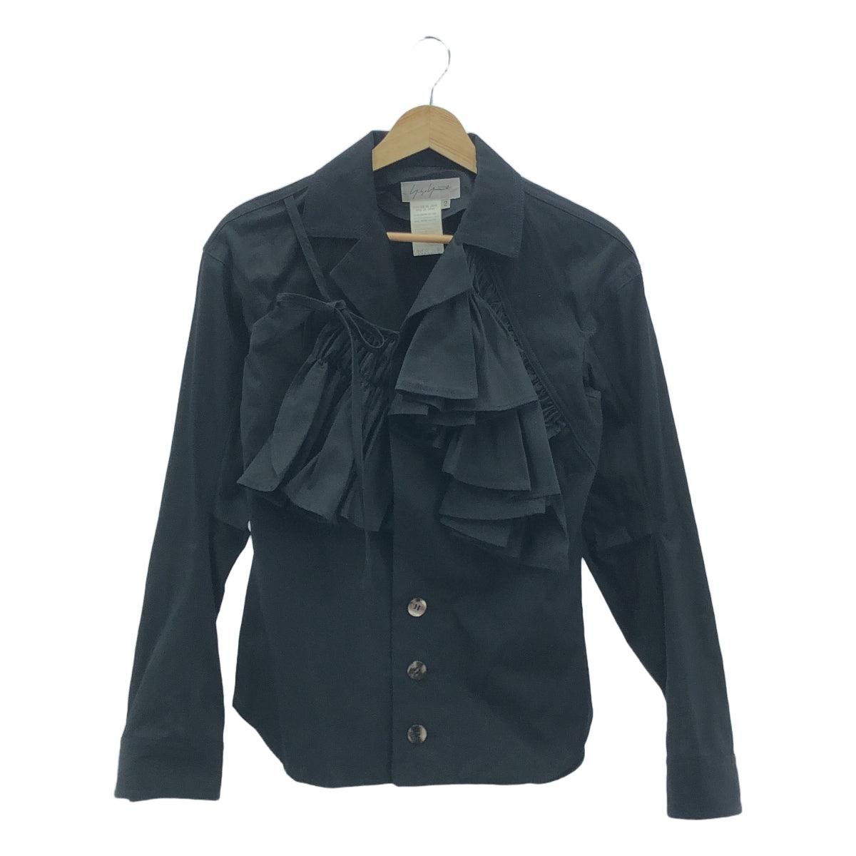 【美品】 Yohji Yamamoto FEMME / ヨウジヤマモトファム | 2006SS | 変形 フリル装飾 ジャケット ブラウス | 2 | ブラック | レディース