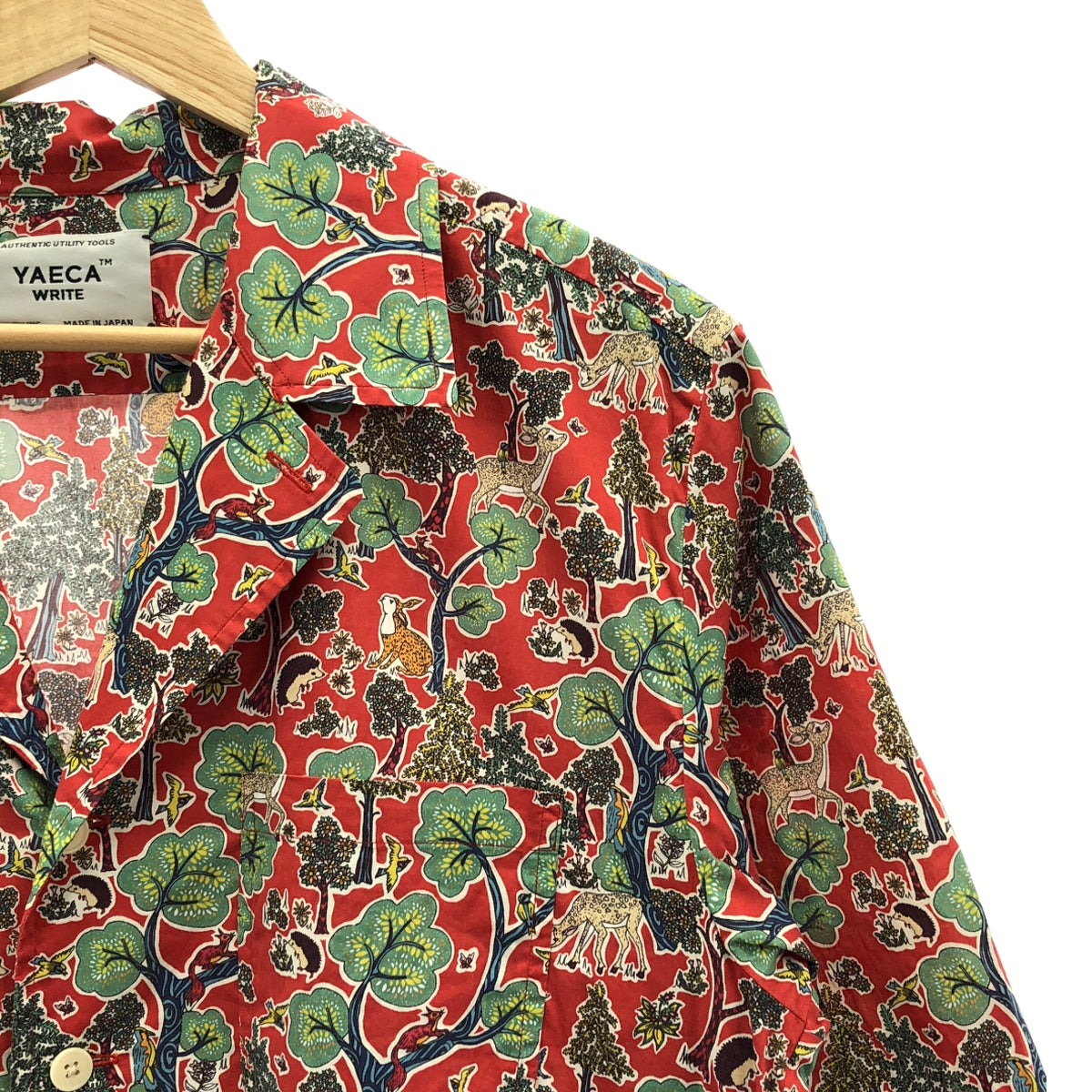 YAECA WRITE / Yaeca Light | 2018SS | CAMP SHIRT DOE A DEER RED Camp cotton shirt with animal print | M | Men's