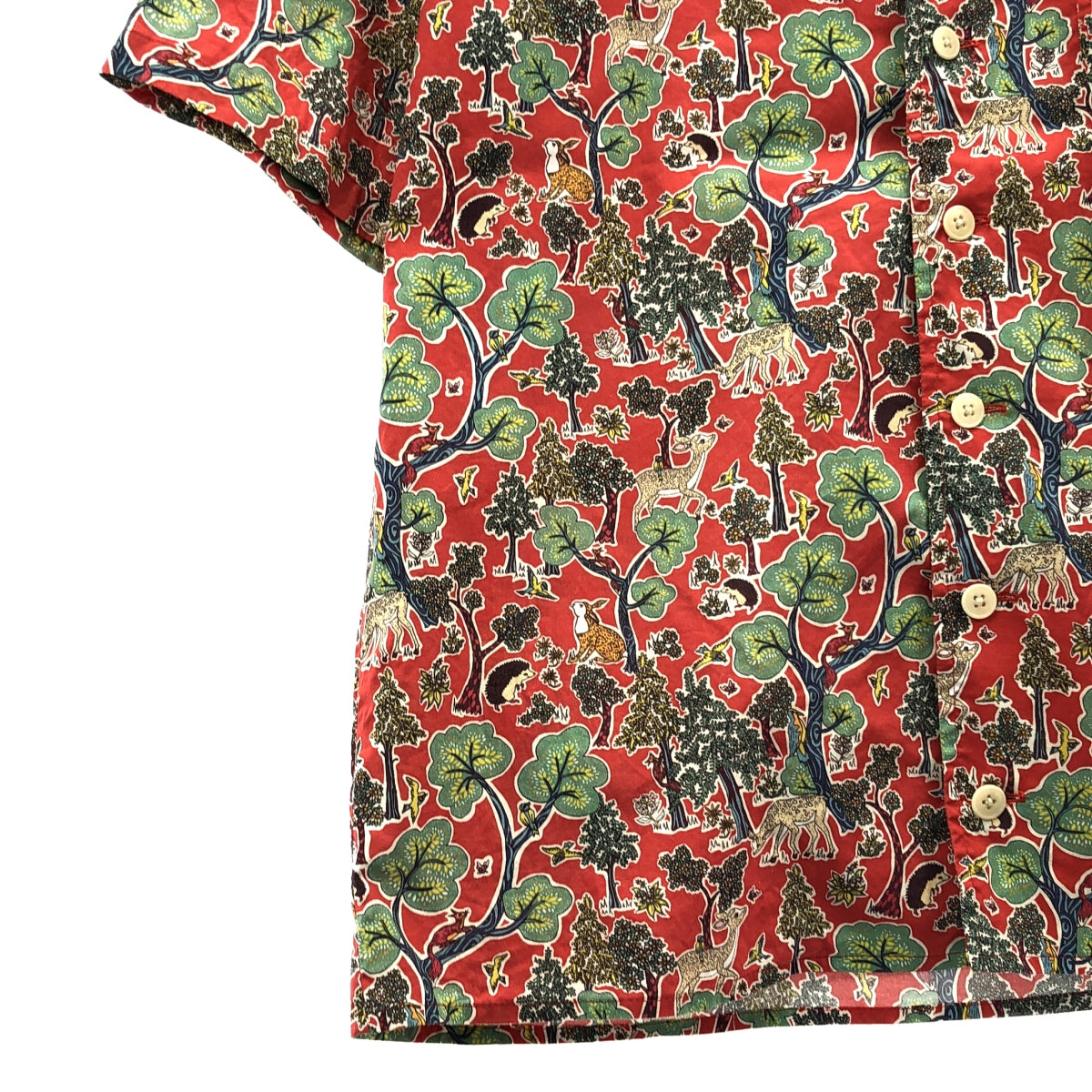 YAECA WRITE / Yaeca Light | 2018SS | CAMP SHIRT DOE A DEER RED Camp cotton shirt with animal print | M | Men's