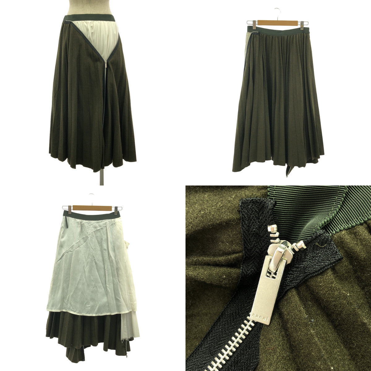 sacai / サカイ | Zip Detail Pleated Skirt / 異素材 切替 プリーツ レイヤード スカート | 2 | レディース