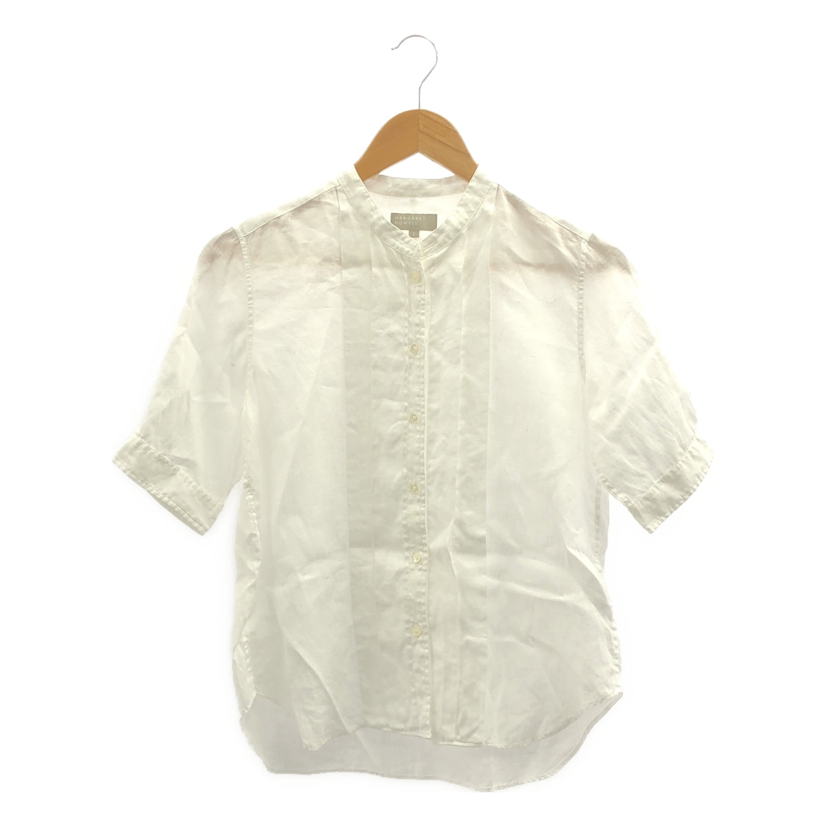 nao様 マーガレットハウエル　リネン ピンタック半袖シャツ ブラウス S MARGARET HOWELL / マーガレットハウエル | リネン ピンタック バンド