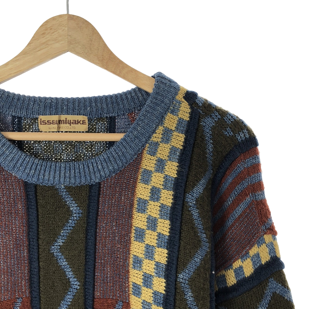 ISSEY MIYAKE / 이세이 미야케 | 70s ~ 빈티지 자카드 총 무늬 니트 | 멀티 컬러 | 남성