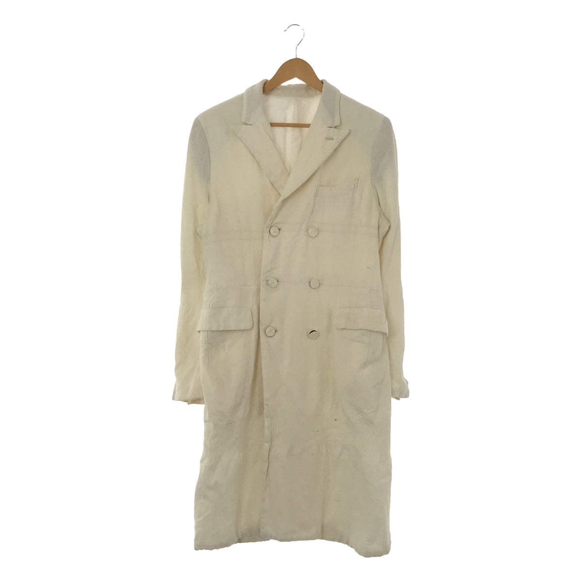 【미품】 ANSNAM / 안수남 | 생성 더블 롱 코트 / 총 안감 | 2 | 에크루 | 남성