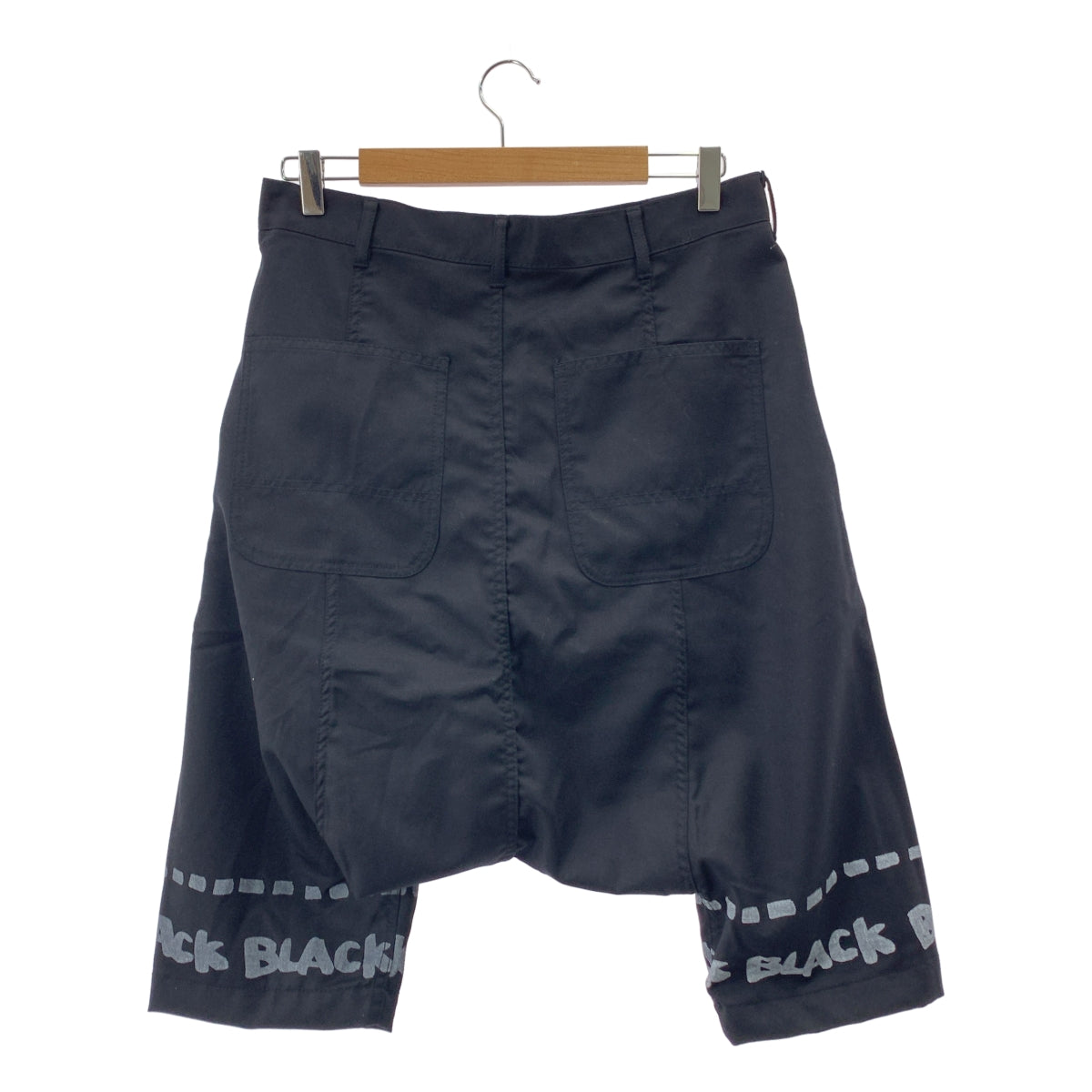 【미품】 BLACK COMME des GARCONS / 블랙콤 데 걸슨 | 로고 프린트 와이드 사루엘 반바지 반바지 | S | 블랙 | 남성