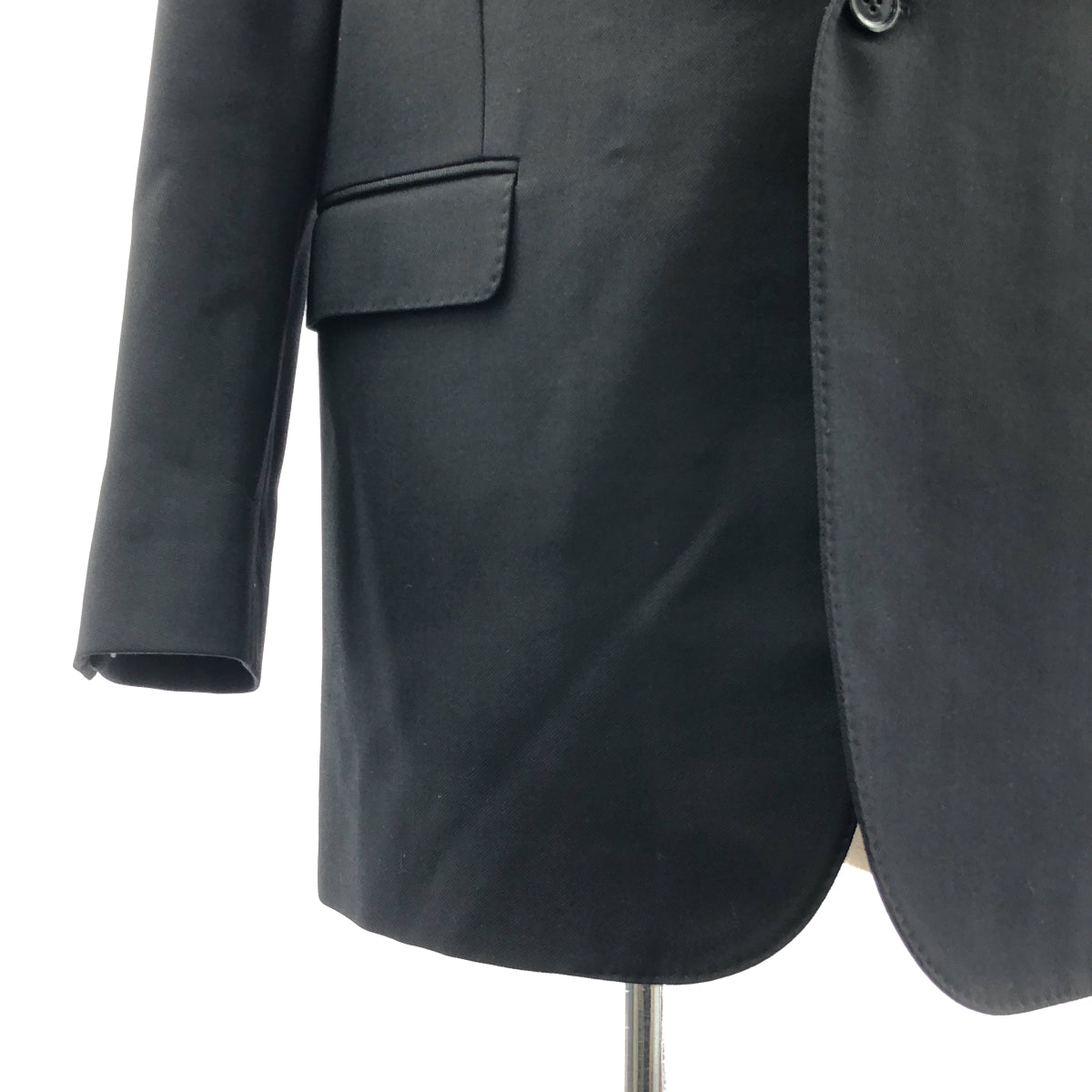 【美品】  CELINE / セリーヌ | PEAK COLLAR LONG RECTANGLE JACKET / ピークカラー ロング レクタングル テーラード ジャケット / 総裏地 | 34 | ブラック | レディース