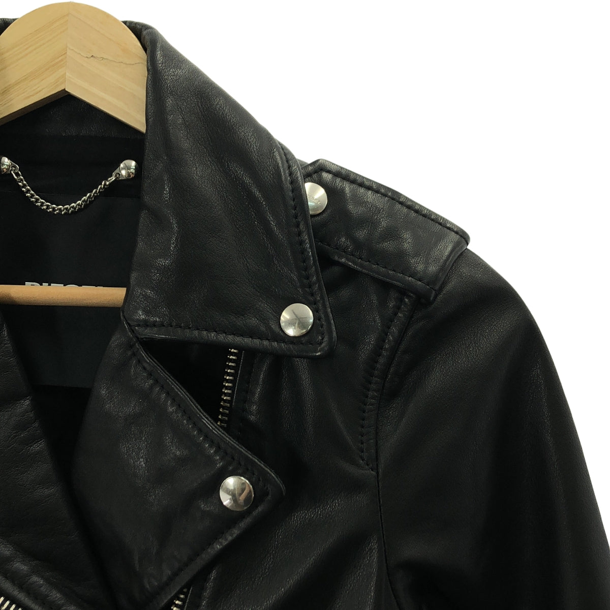【미품】 DIESEL / 디젤 | 소가죽 카우레자 백 프린트 더블 라이더스 재킷 / 총 안감 | XXS | 블랙 | 여성