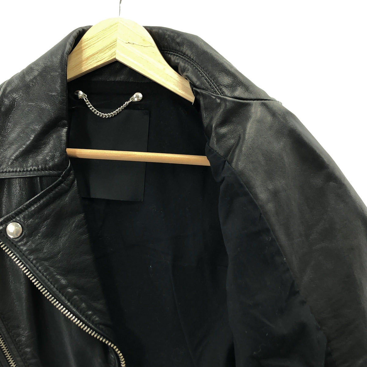 【미품】 DIESEL / 디젤 | 소가죽 카우레자 백 프린트 더블 라이더스 재킷 / 총 안감 | XXS | 블랙 | 여성