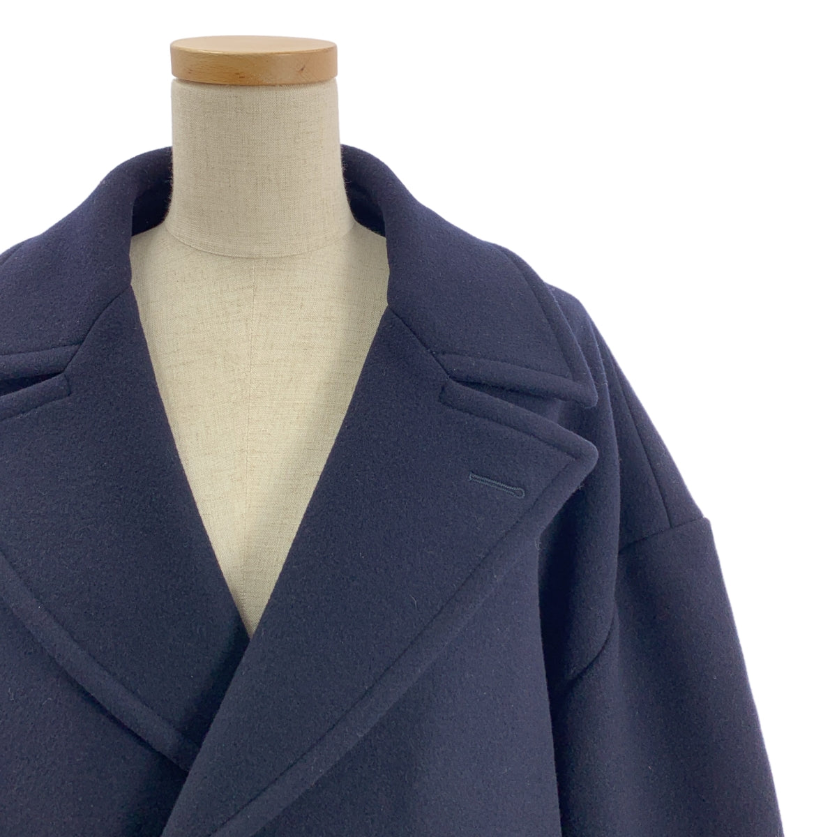 CELINE / セリーヌ | ウール 金ボタン ダブル オーバーコート / 総裏地 | 40 | ダークネイビー | レディース