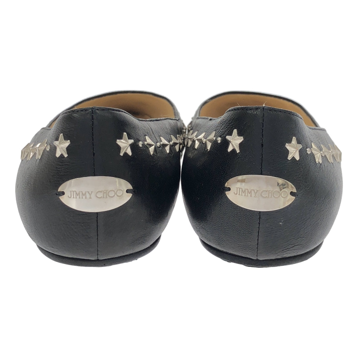JIMMY CHOO / 지미추 | 스타 스터드 포인티드 투 플랫 슈즈 | 36 1/2 | 블랙 / 실버 | 여성