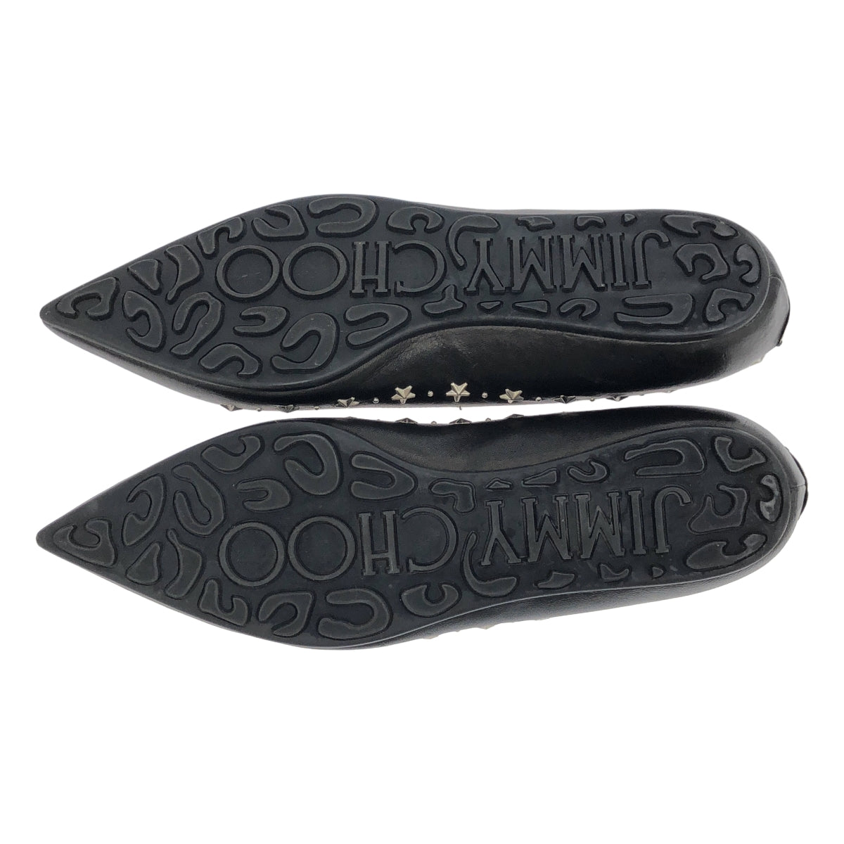 JIMMY CHOO / 지미추 | 스타 스터드 포인티드 투 플랫 슈즈 | 36 1/2 | 블랙 / 실버 | 여성