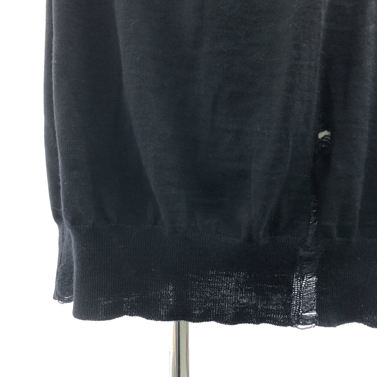 【미품】 JUNYA WATANABE COMME des GARCONS / 준야와타나베 | 2023SS | 진주 체인 장식 디스트로이 니트 스웨터 | S | 블랙 | 여성