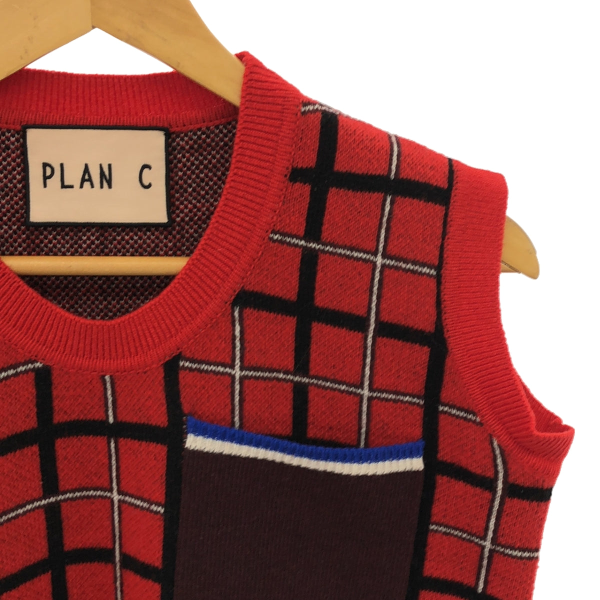 Plan C / プランシー | 格子柄 ニットベスト | 38 | レディース