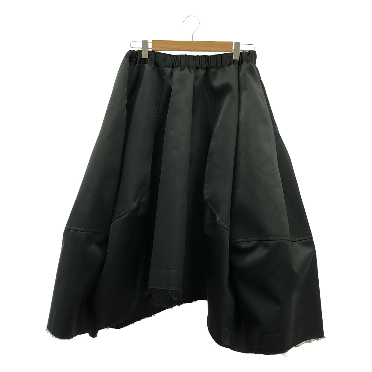 【美品】 COMME des GARCONS / コムデギャルソン | 2022AW | ポリエステル 変形 立体 断ち切り パッチ ドローストリング スカート | S | ブラック | レディース
