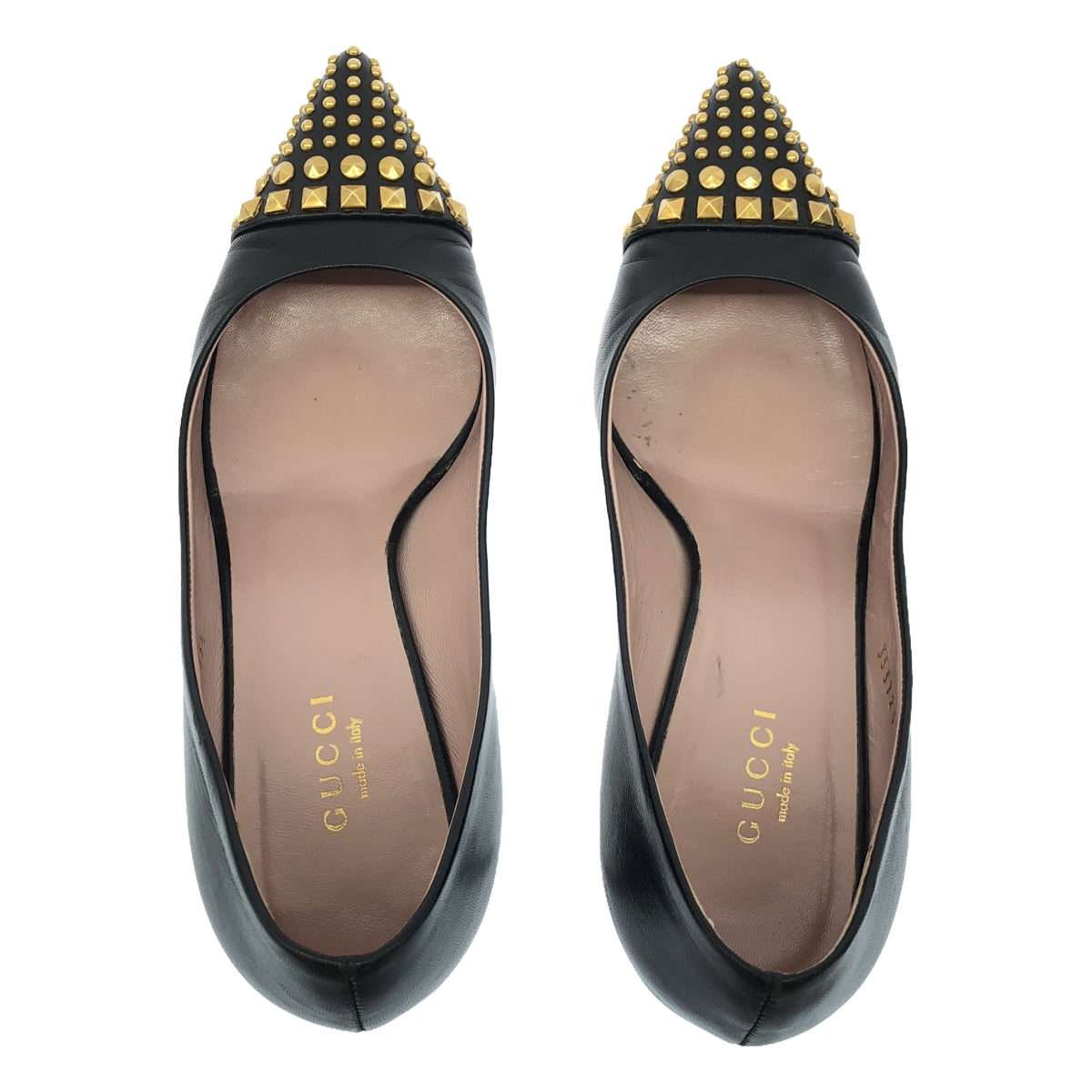 GUCCI / グッチ | レザー スタッズトゥ パンプス | 35 1/2 | ブラック | レディース