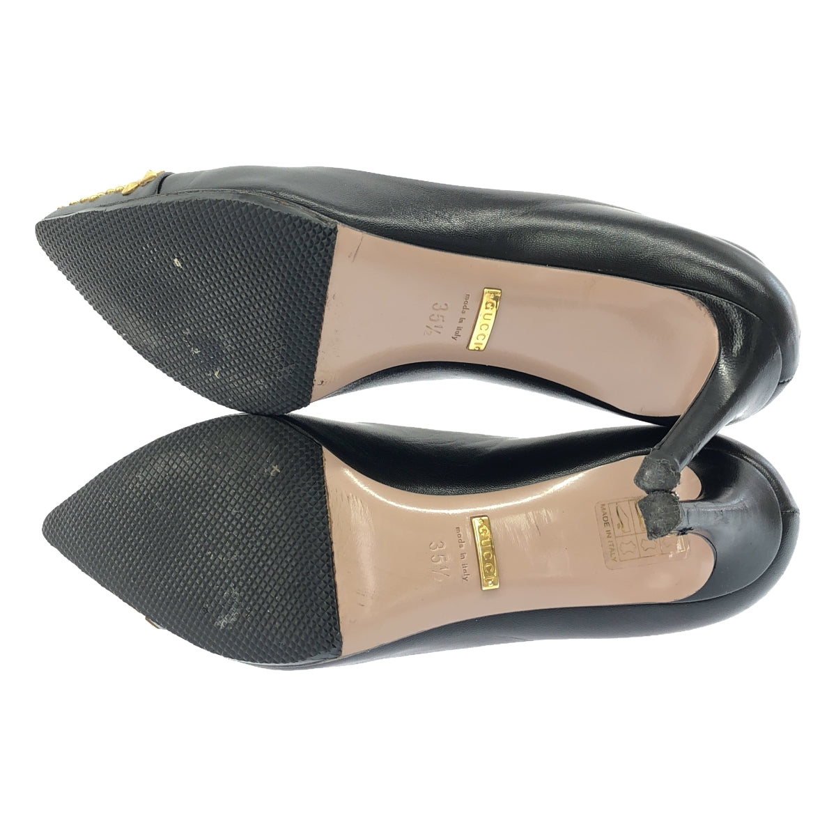 GUCCI / グッチ | レザー スタッズトゥ パンプス | 35 1/2 | ブラック | レディース