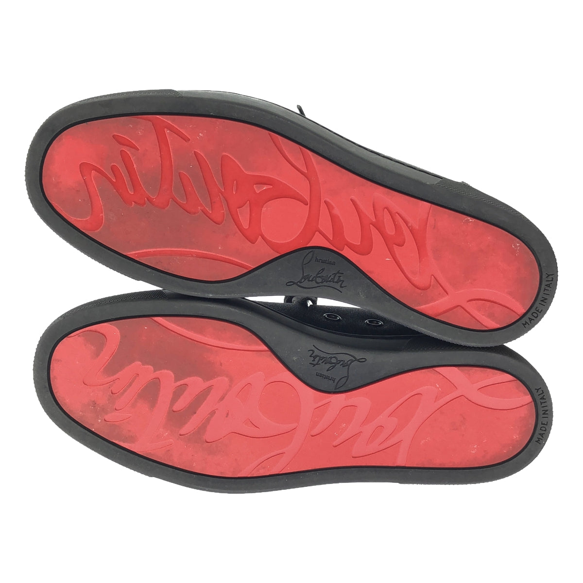 【美品】 Christian Louboutin / クリスチャンルブタン | Vieira Flat Calf Glitter / レザー グリッター スニーカー | 35 | ブラック | レディース