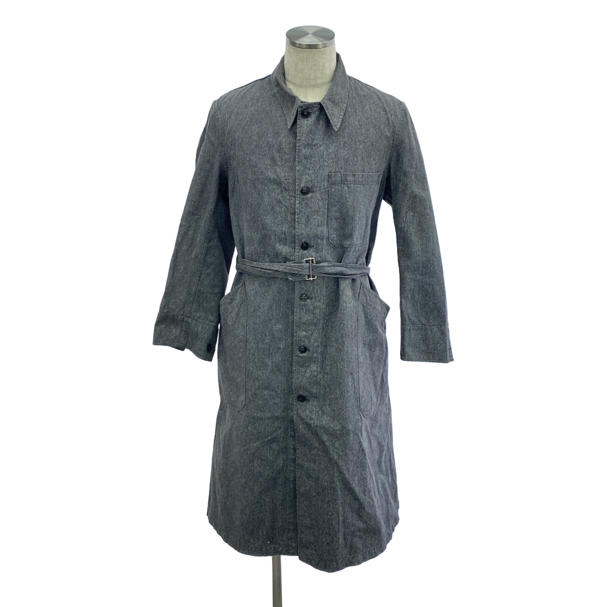 EURO VINTAGE | Estimated 40s-50s Vintage Black Chambray Atelier Coat, Salt and Pepper | 92-115 | Grey | Men's