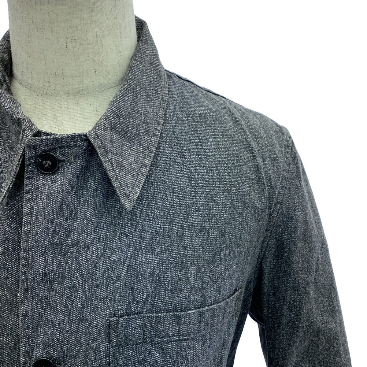 EURO VINTAGE | Estimated 40s-50s Vintage Black Chambray Atelier Coat, Salt and Pepper | 92-115 | Grey | Men's