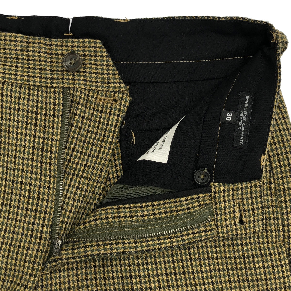 【미품】 Engineered Garments / 엔지니어드 가멘츠 | ANDOVER PANT HOUNDSTOOTH 앤도버 팬츠 하운드 투스 치도리 격자 | 30 | 베이지 / 그린 / 블랙 | 남성