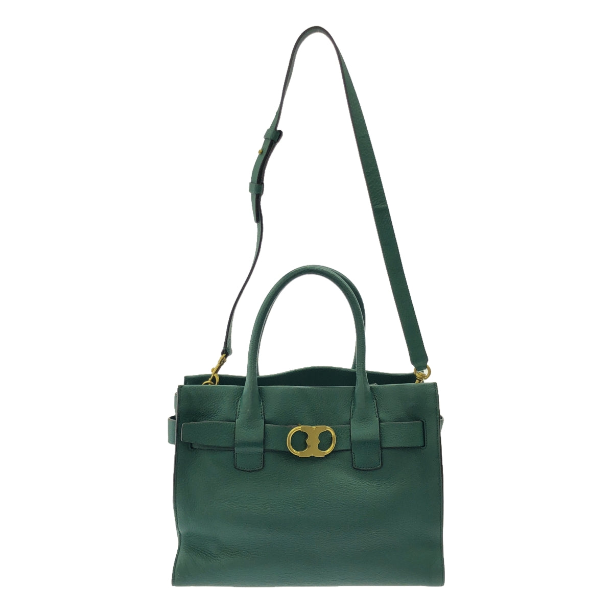 TORY BURCH / トリーバーチ | 2way ショルダー付き レザー トートバッグ | グリーン | レディース