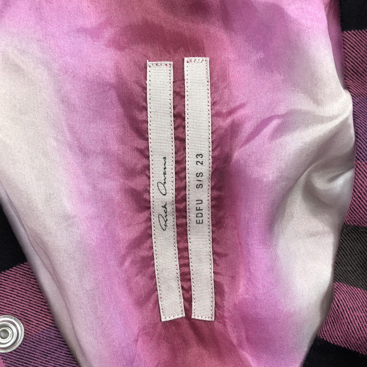 【신품】 Rick Owens / 릭 오웬스 | 2023SS | Larry Fog pocket 스냅 버튼 셔츠 | 48 | 핑크 / 블랙 | 남성